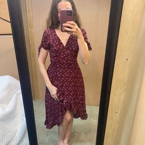 Miami Burgundy Floral Midi Dress